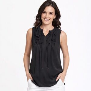 New Tommy Hilfiger Ruffle-Front Tie-Neck Blouse